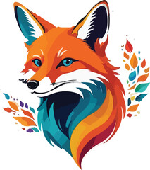 Obraz premium Fox illustration vector design, Fox logo and icon design, Colorful Fox vector design