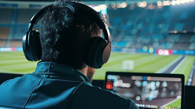 Commentator commenting football soccer sports journalism championship league