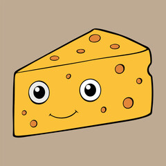 Realistic Cartoon Cheese Slice Illustration