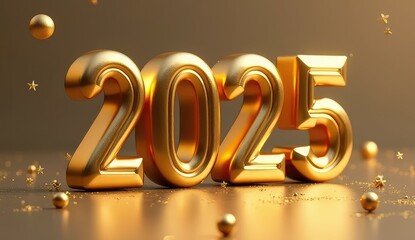 3d gold 2025 with detailed shiny texture