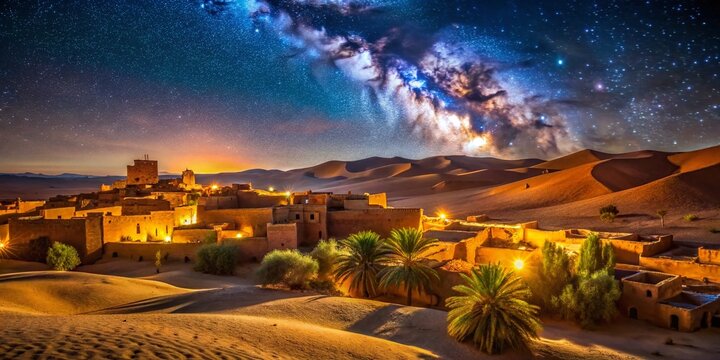 Erfoud, Morocco Night: Desert Architecture under Orion Constellation, April 2015