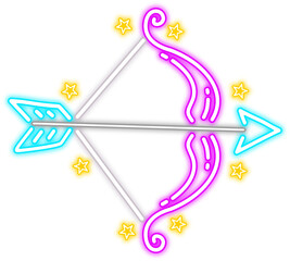 Neon glow sagittarius zodiac icon