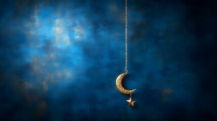 Golden Crescent Moon and Star Hanging Decor