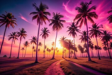 Ethereal Pink Summer Landscape: Abstract Palm Shadow Background for Product Photography