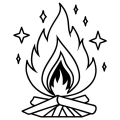 Elegant Bonfire Line Sketch
