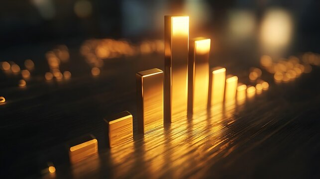 A bright bar graph showcasing increasing wealth over time