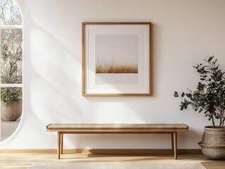 Elegant home interior design showcase minimalist living room in bright natural light