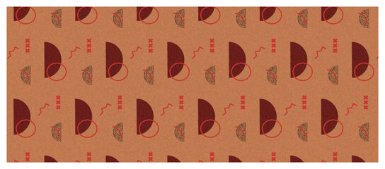 Seamless Orange Retro Pattern - Abstract Semi Circles and Vintage Style Graphics.