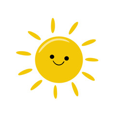 happy sun cartoon vector illustration