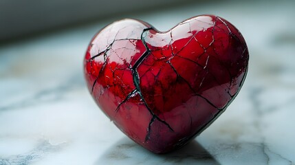 A Striking Representation of Heartbreak: A Broken Red Heart Depicted on a Minimalist White Background Reflecting Deep Emotional Pain