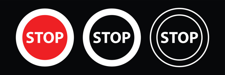Black ban icon symbol set. Editable vectors stop prohibitions black icon. No sign, empty no symbol. Black ban icons set. Stop symbol. Eps 10.