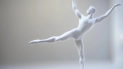 Obraz premium Graceful Ballet Dancer in Motion in Minimalist Studio Setting with Soft Lighting