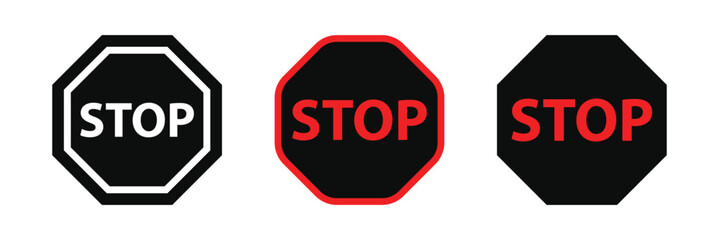 Stop red sign icon