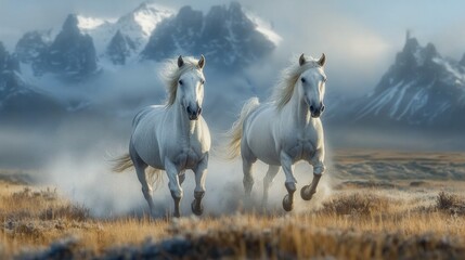 Obraz premium horses in the morning