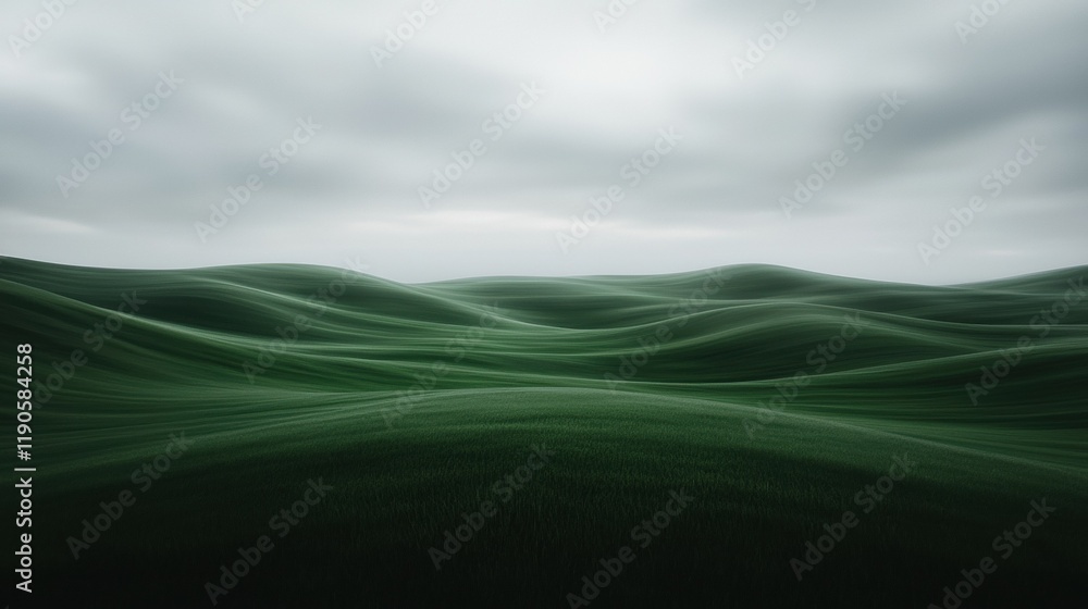 Poster a field of grass with a cloudy sky in the background