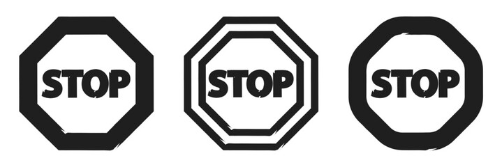 Black ban icon symbol set. Editable vectors stop prohibitions black icon. No sign, empty no symbol. Black ban icons set. Stop symbol. Eps 10.