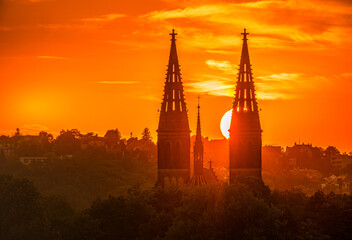 Fototapeta premium night view of the city of Prague, Vyšehrad, Czech republic