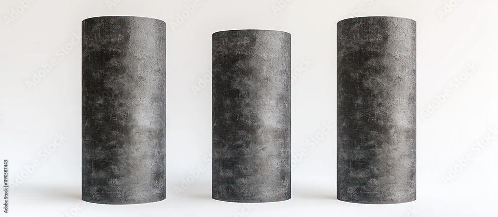 Poster textured gray vertical display stand in multiple angles, shown against a white background.