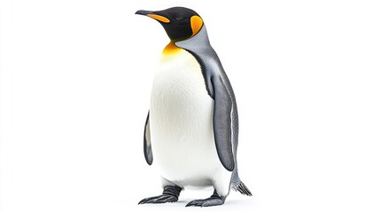 Fototapeta premium Majestic Penguin Standing on a White Background, Perfect for Wildlife and Nature Themes