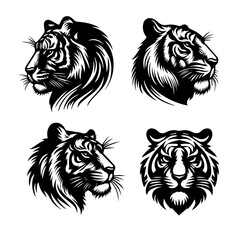 tiger head silhouette vector