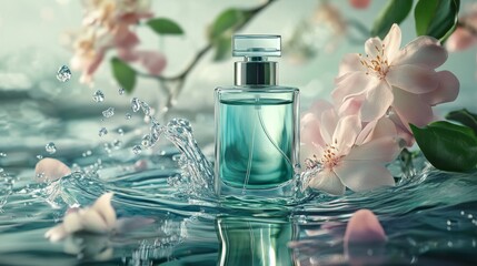 bottle of perfume and flower