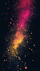 Fototapeta premium Bright pink and yellow grainy pattern layered on black, offering a dynamic and bold background for modern design style book illustration