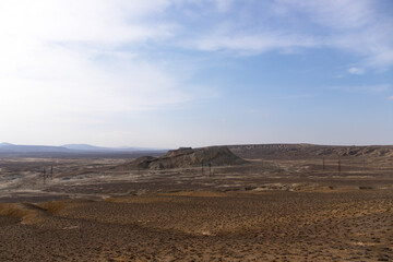 The endless mountain expanses of Gobustan. Azerbaijan.