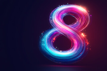 A glowing ribbon forming the shape of the number 8, symbolizing International Women’s Day