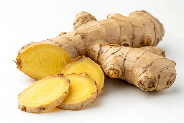 Fototapeta premium A piece of raw ginger Isolated on White Background