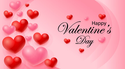 Pink background with red and pink hearts perfect for Valentines Day greetings. Ideal for love themed designs, cards, social media posts.