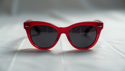 Bold red cat-eye sunglasses with dark lenses