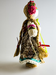Handmade textile doll, Motanka rag doll in ethnic style. The tradition of folk crafts of the...