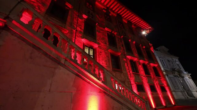 Palazzo della Carovana in Knights Square Pisa, Italy, Illuminated at Nighttime