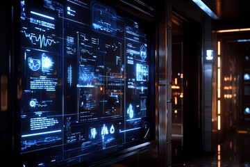 A glowing smart mirror displaying health stats and weather updates, symbolizing integration of technology into life