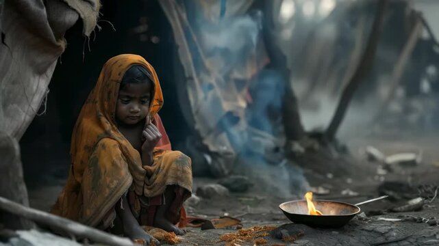 Malnutrition and deprivation: emotional young life impacted by scarcity, severe consequences of hunger, critical need for global efforts to address nutritional deficiencies, support vulnerable youth.