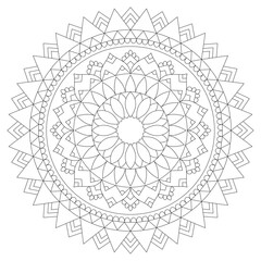Intricate Rounded Mandala Coloring Page - Relaxing and Detailed Design for Mindful Creativity