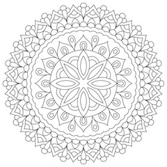 Intricate Rounded Mandala Coloring Page - Relaxing and Detailed Design for Mindful Creativity