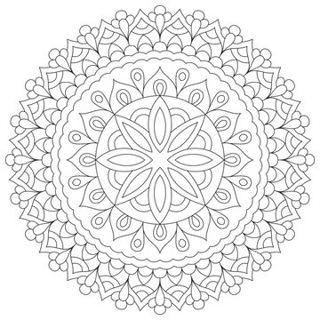 Intricate Rounded Mandala Coloring Page - Relaxing and Detailed Design for Mindful Creativity