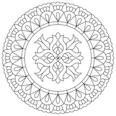 Intricate Rounded Mandala Coloring Page - Relaxing and Detailed Design for Mindful Creativity