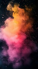 Vibrant pink and yellow grainy texture on a black background.