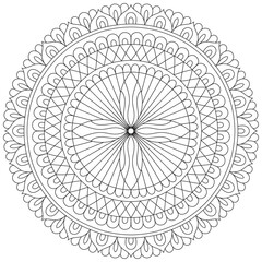 Intricate Rounded Mandala Coloring Page - Relaxing and Detailed Design for Mindful Creativity