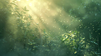 Fototapeta premium morning grass atmosphere with dew and sunshine