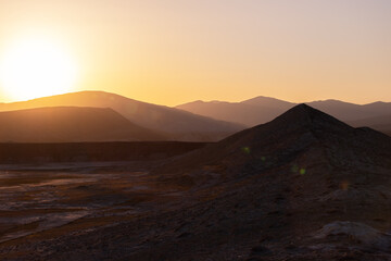 Obraz premium Beautiful yellow sunset in the mountains. Azerbaijan.