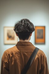 Fototapeta premium Man in Front of Picture Wall