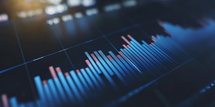 Abstract bar graph depicting stock price spike.