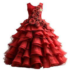 Red girl dress gown. Ai generated