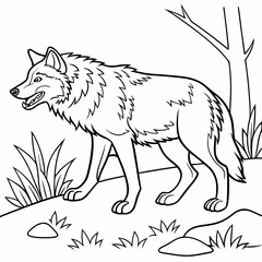  wolf ,kids coloring page , coloring page for kids, animal coloring page, KDP, Animal Coloring Page For Kids,  line art 