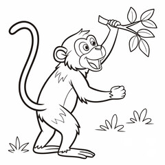 Fototapeta premium Monkey ,kids coloring page , coloring page for kids, animal coloring page, KDP, Animal Coloring Page For Kids 