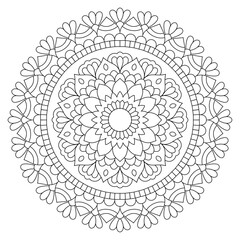 Intricate Rounded Mandala Coloring Page - Relaxing and Detailed Design for Mindful Creativity