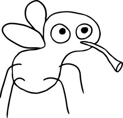 funny flying mosquito with a proboscis